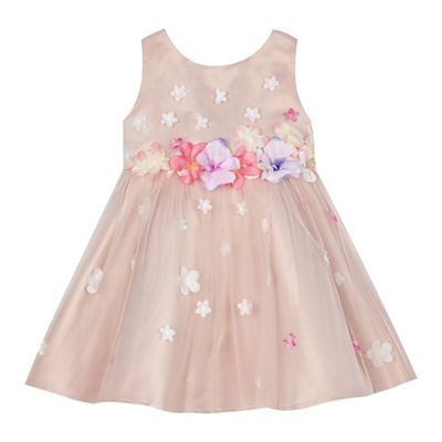 Baby girl's pink 3D floral dress
